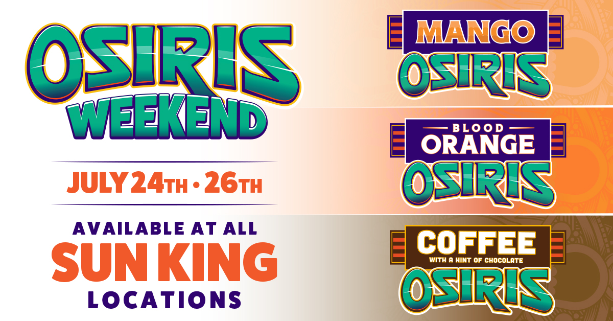 SunKingBrewing's tweet photo. A little something for you to look forward to this weekend! 

Available at SK locations starting 7/24. Pints • Flights • Growler Fills!

#osiris #weekendvibes #sunkingbrewery #paleale #freshlocalbeer 

(Sorry, these will not be included in our $6 Growler Fill Friday Special) https://t.co/TxTmsnPkxm