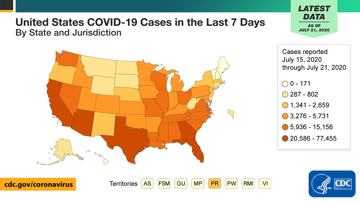 Covid cases 19 states united United States: