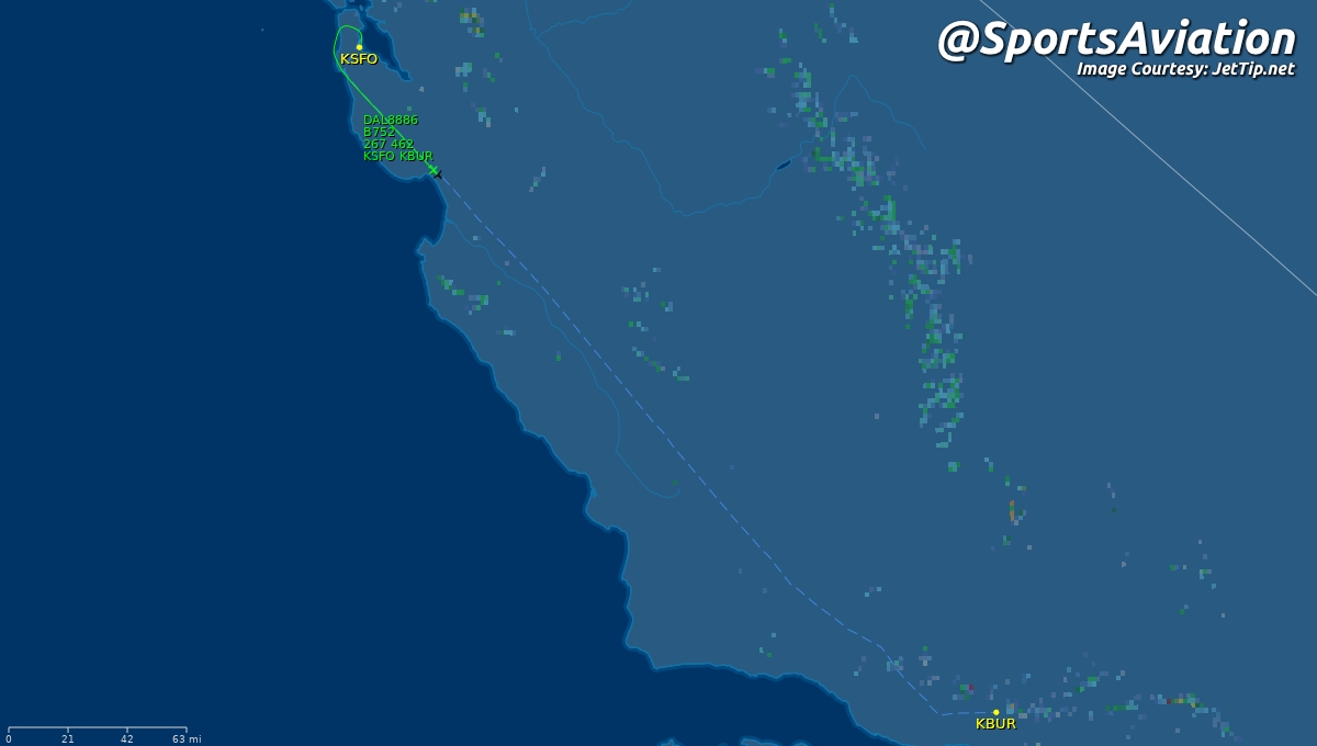 SportsAviation's tweet photo. ⚾️ San Francisco Giants (@SFGiants)
🆚 LA Dodgers (7/23-26)
‼️  Rare arrival @JetTip alert for #KBUR
🗒️ #SFGiants using Burbank for Opening Day tmmw
✈️ DAL8886 | N542US | B752
🛫 SFO - 2:10pm PT
🛬 BUR - 3:04pm PT
Track Here👉🏼: https://t.co/5P0gPHSKZg
@AmyGGiants https://t.co/SyrgzPIWt9