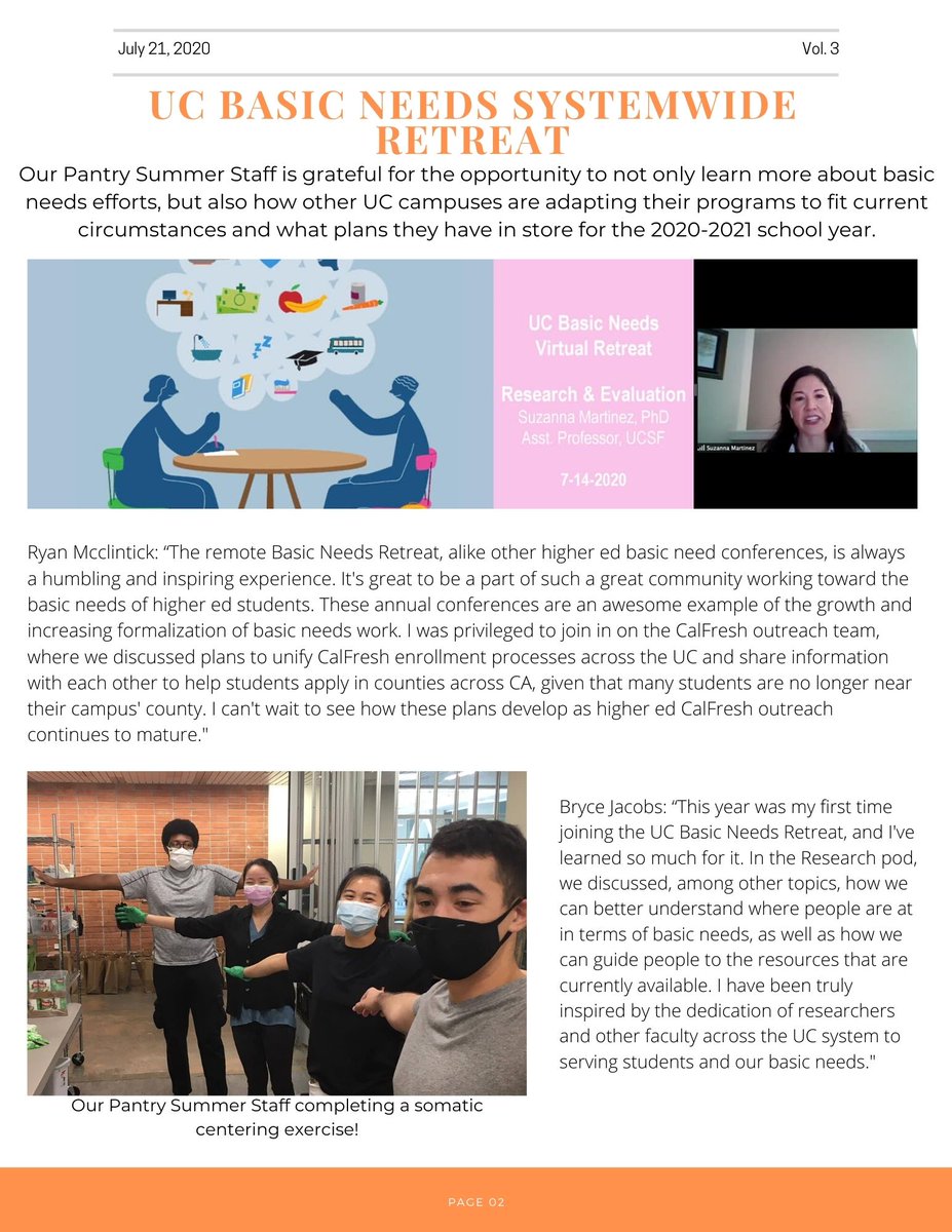 ASUCDPantry's tweet photo. Happy Week 5 everyone! Check out this week's newsletter😊
Highlights: 
-Staff Spotlight 
-UC Basic Needs Systemwide Retreat
-Resource of the Week: Davis Community Meals and Housing
-Relationship b/w Food and Housing Insecurity
-Recipe Recap: Overnight Oats
+ Ways to get Involved! https://t.co/ECVuyOQuql