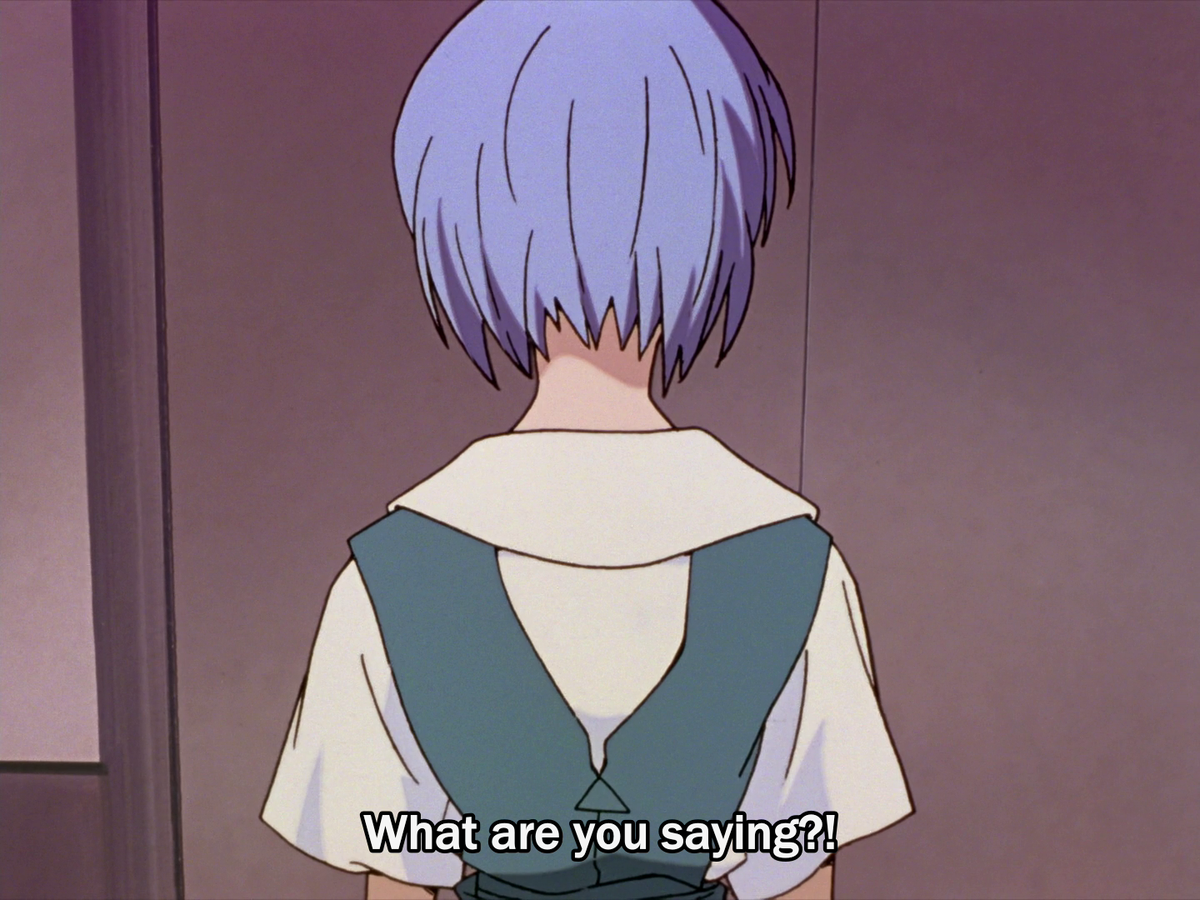 gendo is like The Patriarchal Force in this show. shinji 'tries on' being a man thru his father's glasses (to see rei, naked, no less!), & then shinji, during instrumentality, conceives it w rei's body. similarly, he projects Gender onto rei, too? Idk i just remembered this scene