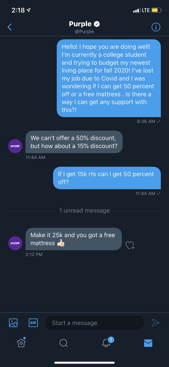 ❗️❕❗️Due to me becoming a citizen this year, my recent unemployment claim has been ignored for weeks 😕Please help me reach 25k retweets so I can get a mattress for my off-campus housing this upcoming fall 😩