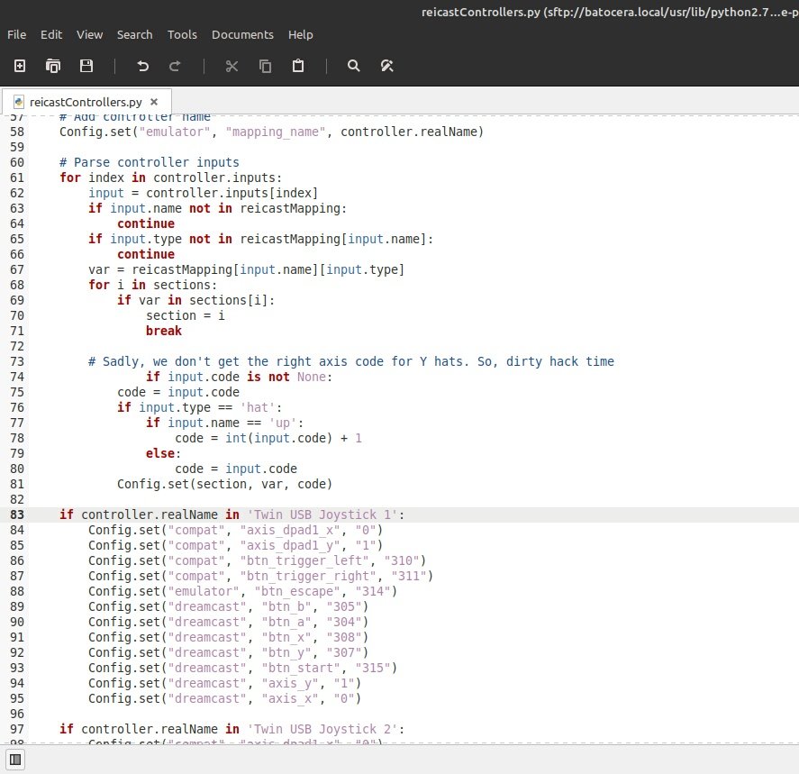 Fixed an issue thats been driving me crazy for months (Reicast wasnt detecting my gamepad) Someone had posted a solution in  #batocera forms. If I hadnt started learning python a few weeks back ( https://twitter.com/chamara64/status/1280903309033799680), I'd have messed up the fix by not knowing about indentations