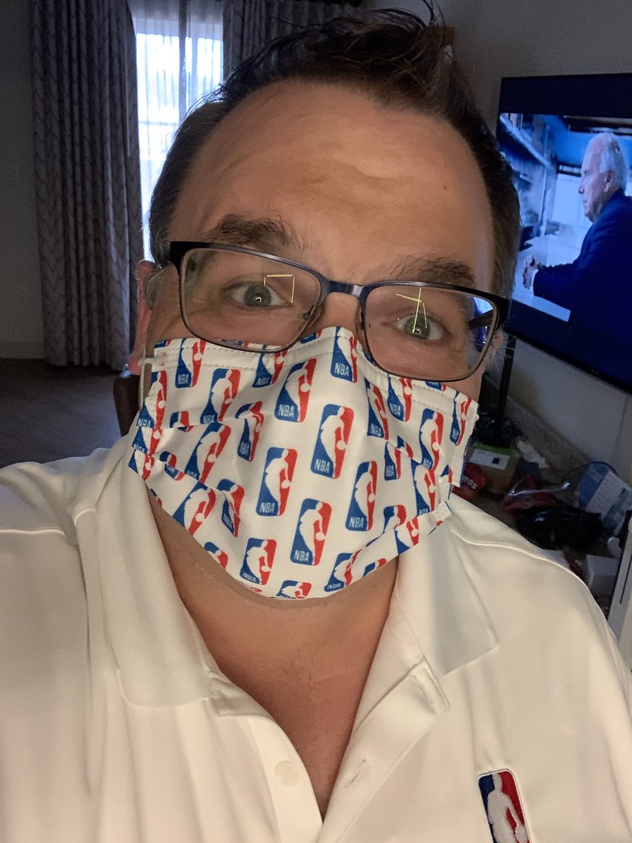 drgeoffsherman's tweet photo. Well, in uniform for the first of 22 contests over the next couple weeks. 😁 🏀 #NBARestart https://t.co/dOUuUzS7V1