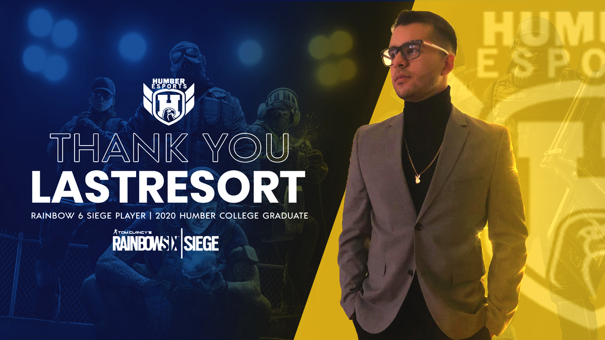 HumberEsportsGG's tweet photo. Rainbow Six entry frag player Ivan 'LastResort' Bayter graduated from the business management program at North Campus.
Bayter was a morale booster for the team & made numerous clutch plays that are on display in many HCE R6 videos.
Thank you & all the best! π #HumberGrad2020 https://t.co/WzWESMIPMY