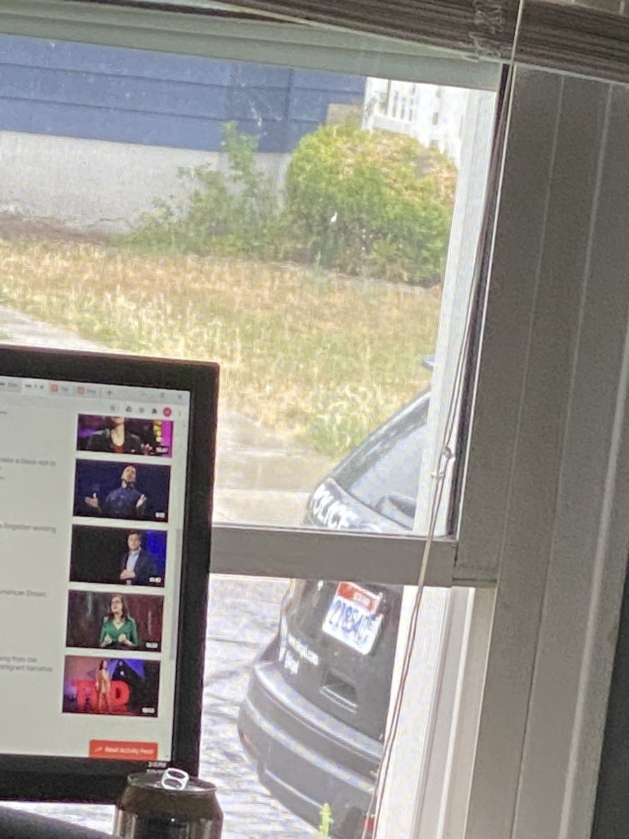 SLCPD marked car was just sitting outside my house for 20 minutes. It drove by at least once this morning — I remember seeing it while I was working at my desk. Another car was slightly down the street. Both of them left as soon as my roommate pulled into the driveway.