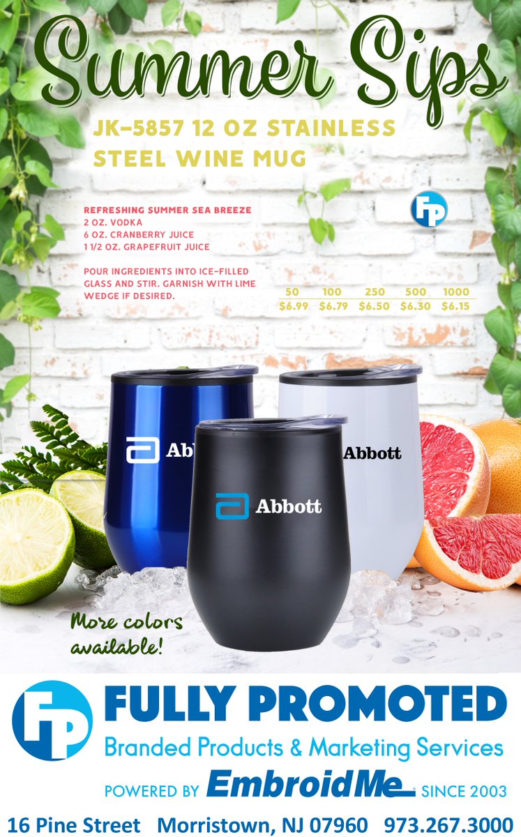 FP_MorristownNJ's tweet image. Here is the perfect stemless tumbler for your summer drinks. Check out the drink mix in the image.

#summer #stemless #tumbler #shoplocal #fullypromotedmorristown #summerseabreeze