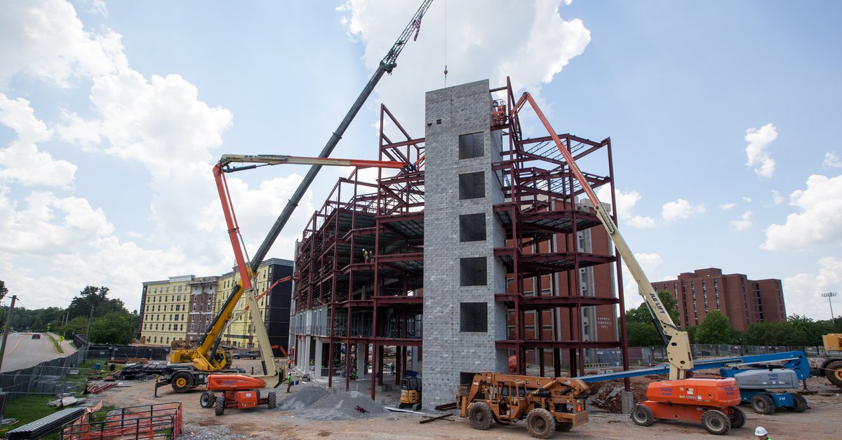 wku's tweet photo. Work continues on the First Year Village, which includes two residence halls that will begin a new era of housing at WKU.

Learn more at https://t.co/QvVJGHWCGH

#WKU @WKUHRL https://t.co/7FuLYCRLnu