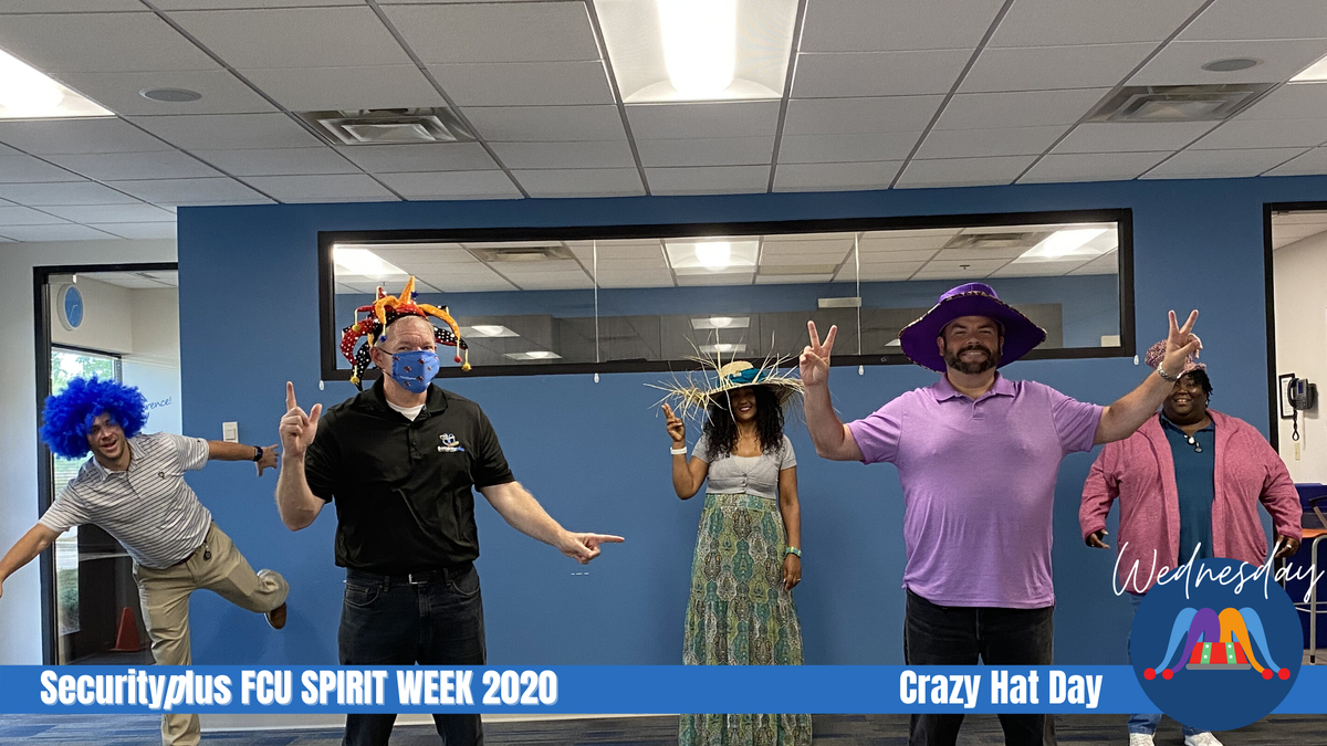 securityplusfcu's tweet photo. Bed Head, Crazy hat, same thing! 👒

#SpiritWeek #FinancialFirstResponders #PeopleHelpingPeople #APositiveDifference #Securityplus https://t.co/LczsKYH9Zr