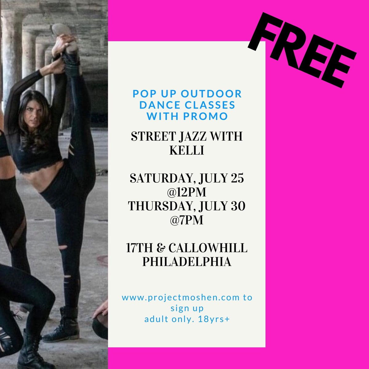 ProjectMoshen's tweet image. Free outdoor adult dance classes! Check it out!! Space is limited- projectmoshen.com to sign up
@uwishunu @phillydance