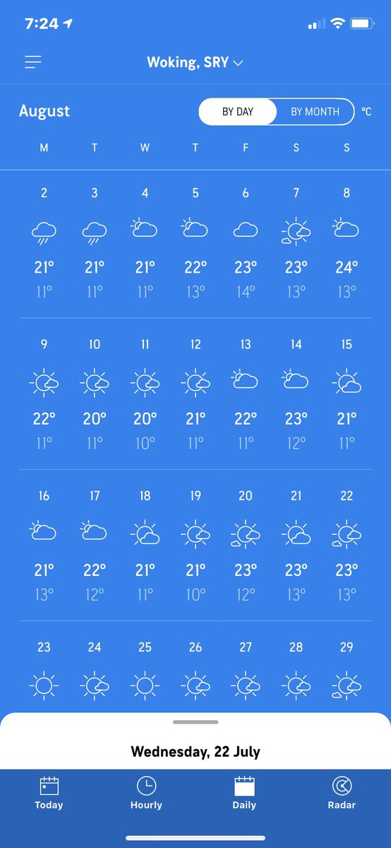 donnapotter's tweet photo. Pretty sure the new app update from Accuweather has got the dates wrong, 2nd August is a Sunday! @accuweather @breakingweather https://t.co/RiVgi5Jjiw