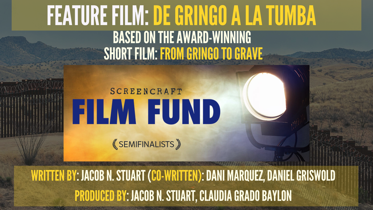 We are excited that our script, pitch deck, and business plan for our feature film DE GRINGO A LA TUMBA advanced as a SEMIFINALIST <a href="/screencrafting/">ScreenCraft</a> , <a href="/Bondit_film/">BondIt Media Capital</a> 

To learn how to be a part of the film (from investing to donating) : screenwritingstaffing.com/gringo

<a href="/tadwojnicki/">Tad Israel Wojnicki</a> @cmcalzia