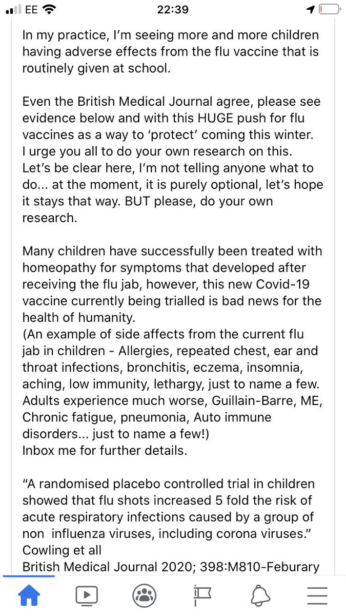 Here’s some worrying anti-vaccine misinformation I found on - where else? - a neighbourhood Facebook page. I want to talk about it because it’s quite clever nonsense.