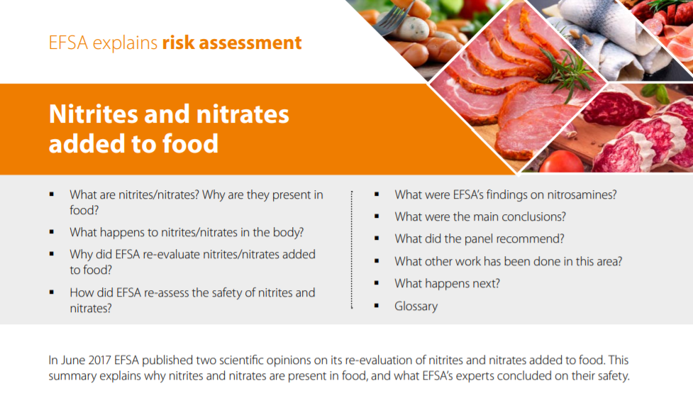 In 2017, the European Food Safety Authority  @EFSA_EU published guidance on dietary nitrite and nitrate  https://www.efsa.europa.eu/sites/default/files/corporate_publications/files/nitrates-nitrites-170614.pdfAn 'Acceptable Daily Intake (ADI) for nitrite of 0.07 mg/kg body weight/day was considered "sufficiently protective of public health"