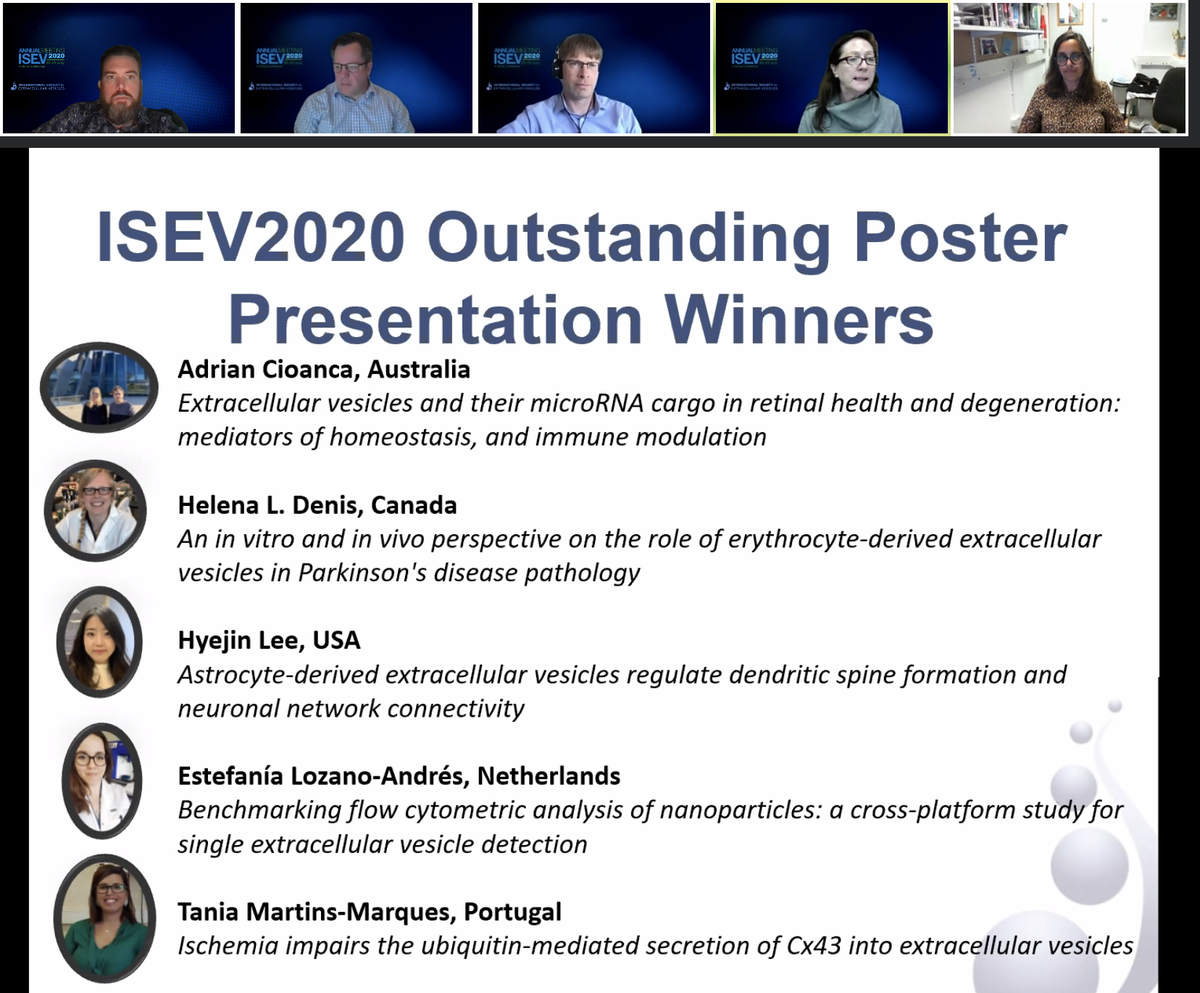KennethWWitwer's tweet photo. Poster Award winners #ISEV2020: Congratulations! including @physaliaislove @kris_raghavan https://t.co/cDchDZ3OEP