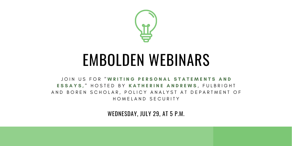 TeamEmbolden's tweet photo. Register for #EmboldenMe's July 29 webinar on college essay and personal statement writing by visiting this link: https://t.co/8FcvBIS1Kl. https://t.co/KYY9ICr7PN