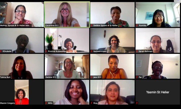 SBHBDebbie's tweet photo. We have just finished Day 1 of ⁦@epsom_sthelier⁩ NHS Accelerate Programme for BAME Female leaders. Thank you ⁦@ECC_Team⁩ ⁦@Sharon_SABP⁩ ⁦@arlenewellman64⁩ for your support and being inspirational leaders #OurNHSPeople #NHSKindness #Equality https://t.co/IvR5Hx4uab