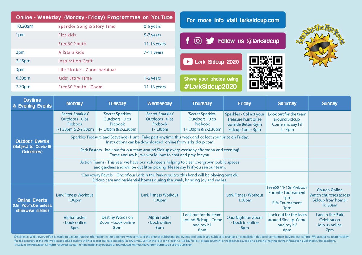 larksidcup's tweet photo. Lark in the Park online and around town is next week 27th July to 2nd August! Check out the programme and the info you need at https://t.co/ErayeCeWWr https://t.co/nMid8hB9jg