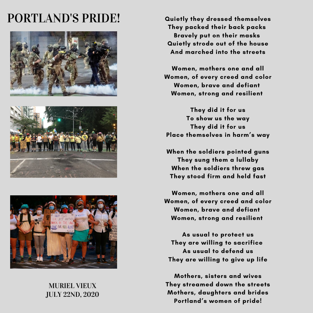 MurielVieux's tweet photo. @JoshuaPotash Quietly they dressed themselves
They packed their back packs 
Bravely put on their masks 
Quietly strode out of the house
And marched into the streets
 
Women, mothers one and all
Women, of every creed and color
Women, brave and defiant 
Women, strong and resilient https://t.co/xsKEZK64Q4