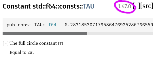 m_ou_se's tweet photo. TAU in @rustlang has been stabilized! 🎉 Rust 1.47 ships with the full circle constant (τ) as std::f32::consts::TAU and std::f64::consts::TAU. ✨

https://t.co/K2WnDxhOQf https://t.co/L405tLlCM7