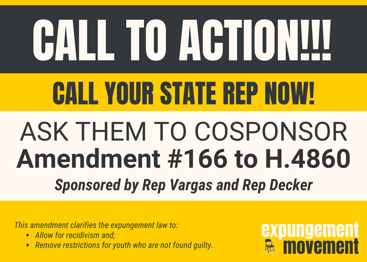 TLTWorganizers's tweet photo. Keep calling your State Reps and ask them to co-sponsor Amendment 166 to H.4860! The 'clarifying expungement' amendment already has over 50 cosponsors! #ExpungeMA #mapoli https://t.co/YQK0JTaALa