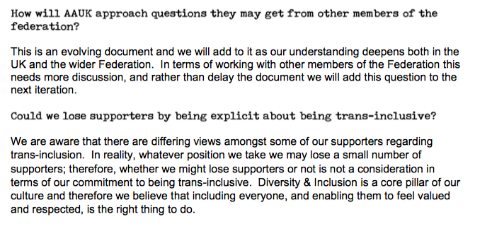 The document is Action Aid UK branded, and nowhere does it say "draft", "for discussion" or anything else to indicate that it is not official policy