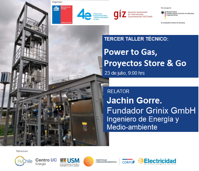 Mañana no te pierdas el tercer taller técnico organizado por <a href="/4e_chile/">Programa de Energía, 4e Chile</a> y <a href="/MinEnergia/">Ministerio de Energía</a>. Este taller será "Power to gas, Proyectos store &amp; go". Obtención de Gas natural sintético (SNG) a partir del proceso de metanación con #H2Verde 

Más información aquí:
mailchi.mp/ea9cb3f5ae6b/c…