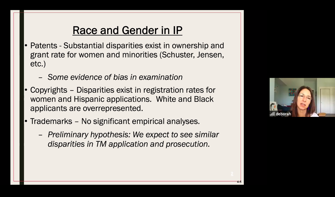 lexlanham's tweet photo. #ipsc2020 is on! i'm really exciting about this empirical project on gender &amp; race in trademark prosecution by @DebRGerhardt, mike schuster, &amp; miriam marcowitz-bitton https://t.co/vZXNdpE1q4