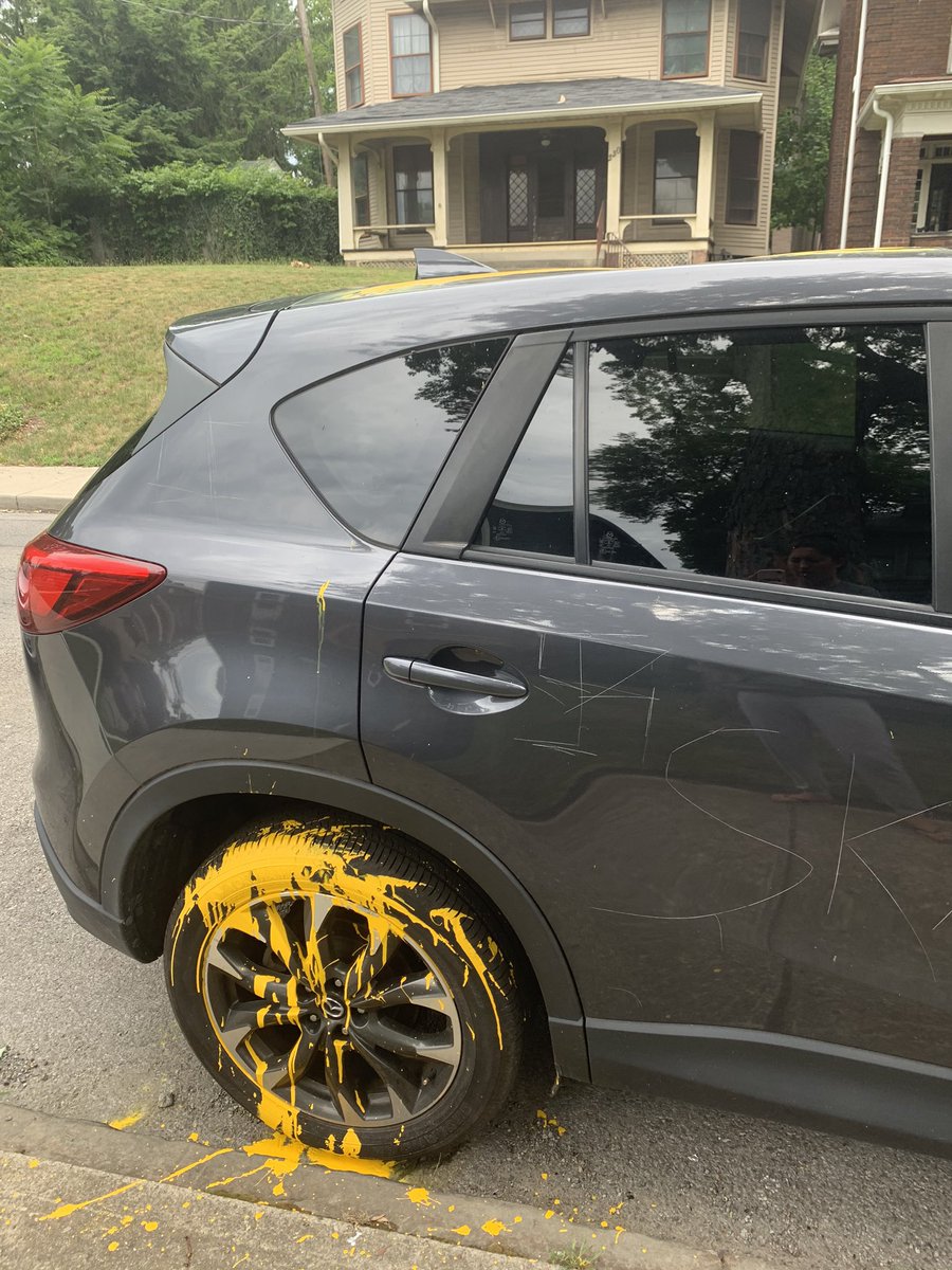 chricann0nxx's tweet image. This happened to my vehicle last night. I live in Columbus, Ohio in the Campus area. This is a hate crime &amp;amp; if anyone has any information for me, please reach out. Please share this