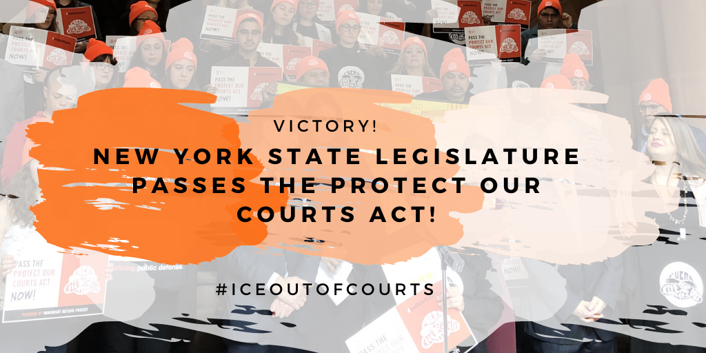 ImmDefense's tweet photo. 🎊VICTORY🎊The #ProtectOurCourts Act officially passes the NYS Senate! Thank you @bradhoylman and all the Ayes!
Having passed both the NYS Assembly & Senate this week, we're just awaiting a signature from @NYGovCuomo to get #ICEOutofCourts in NYS PERMANENTLY! https://t.co/38ELqDmNTm
