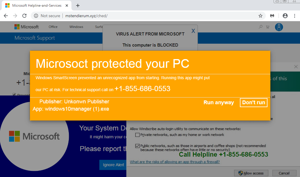 Threat_Down's tweet image. &apos;Microsoct [sic] protected your PC&apos; #TechSupportScam

mstendierum[.]xyz