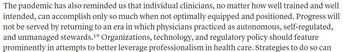 12/Point 2: I am not suggesting a return to greater self-regulation of practice by the profession and explicitly state this: