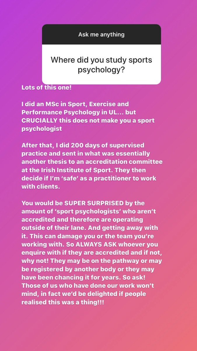 I can only speak from a sport psychology aspect but tell me you’ve never come across any of these examples. I share a lot of sport psych on my insta if you’re interested and I don’t sell magic beans. I’m also not as pricy as said beans cos I sell science  https://www.instagram.com/p/CC6aMAOnlGE/?igshid=158h1rgagz6au
