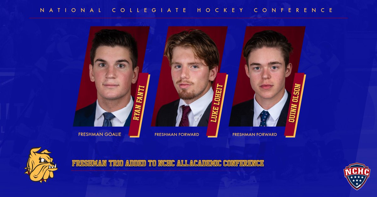 UMDBulldogs's tweet photo. JUST IN: @UMDMensHockey freshman trio qualify for NCHC All-Academic team! Congrats Ryan, Luke and Quinn!
🐶🏒
Release https://t.co/rxnTkcsoyJ
NCHC Release https://t.co/WVuvbVyAHr

#BulldogCountry https://t.co/skYPX0eUna