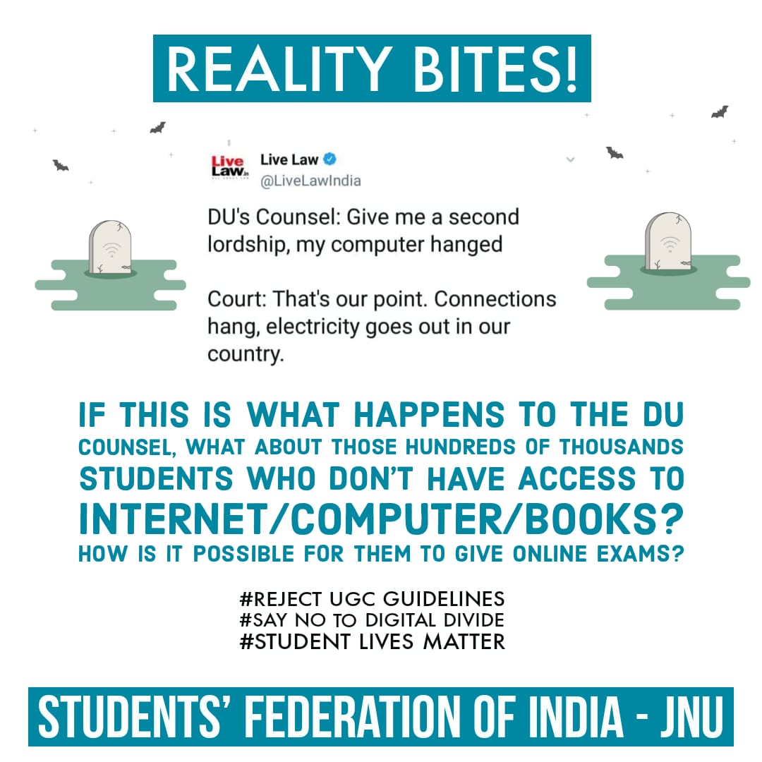 sfijnuunit's tweet photo. Reality Bites!
#RejectUGCGuidelines
#SayNoToDigitalDivide
#StudentsLivesMatters https://t.co/RUVrdm4YnU