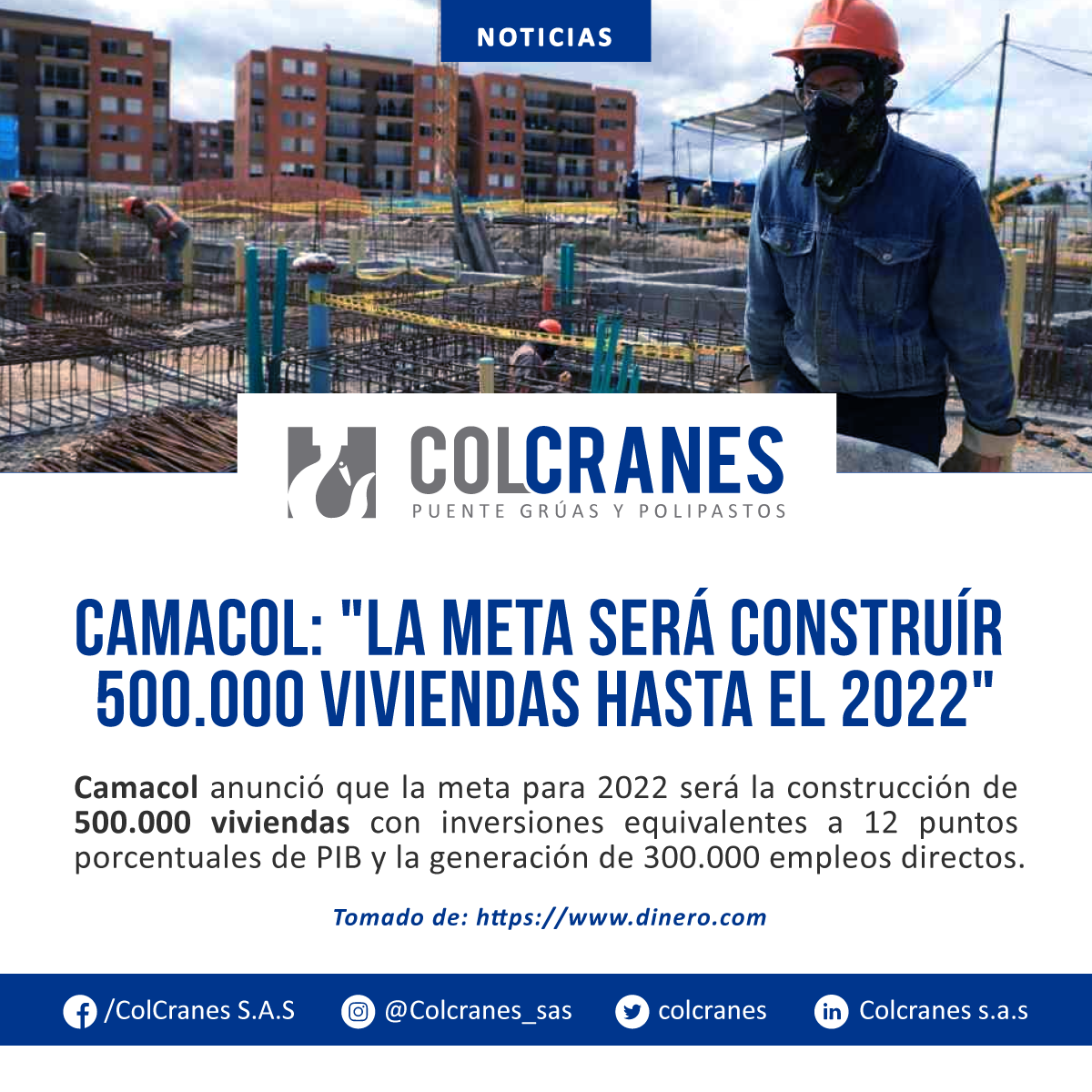 colcranes's tweet photo. La Cámara Colombiana de la Construcción (Camacol) reveló el plan de acción para reactivar el sector de la construcción, luego de la coyuntura de la pandemia y hasta 2022. 
#Noticias #Componentes #Izaje #Carga #Polipastos #Polipasto #construccion  #Colcranes #SomosColcranes https://t.co/dzNHYv6zuW