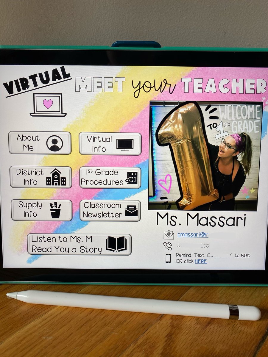 elementaryedge's tweet photo. VIRTUAL MEET THE TEACHER ✨In typical teachers-are-unstoppable fashion, a comp. screen won’t stop us from welcoming our students with fun, joy &amp; a lotta bit of LOVE❤️Clickable links with allllll the things, an organized and heartfelt start for both parents &amp; littles ✅ #inspire70 https://t.co/wjnbijv6NV