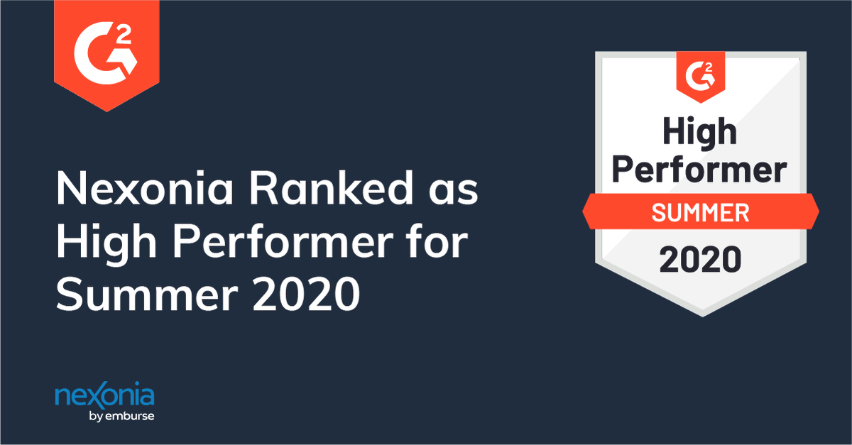 nexonia's tweet photo. G2 reviewers ranked Nexonia as a High Performer for Summer 2020. Check out the report and read the latest reviews. https://t.co/ejJyfEUFLX https://t.co/cdHxJNPbvP