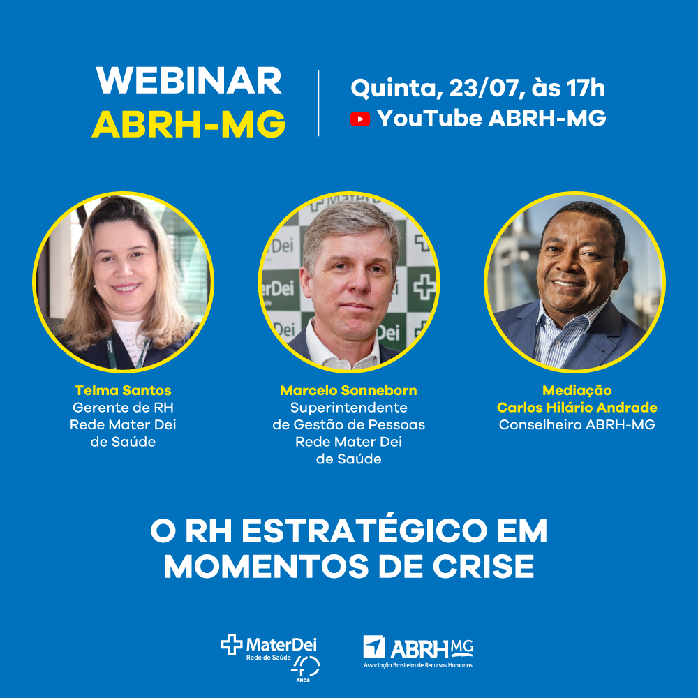 RedeMaterDei's tweet photo. Participe do webinar gratuito “O RH estratégico em momentos de crise” nesta quinta-feira, 23/07 às 17h no Youtube da @abrhminas.
Serão abordadas as vivências da equipe de gestão de pessoas da Rede Mater Dei de Saúde.
⏰ 23/07, às 17h, no YouTube ABRH-MG.
#rh #rh2020 #materdei https://t.co/rVnd6HsePs