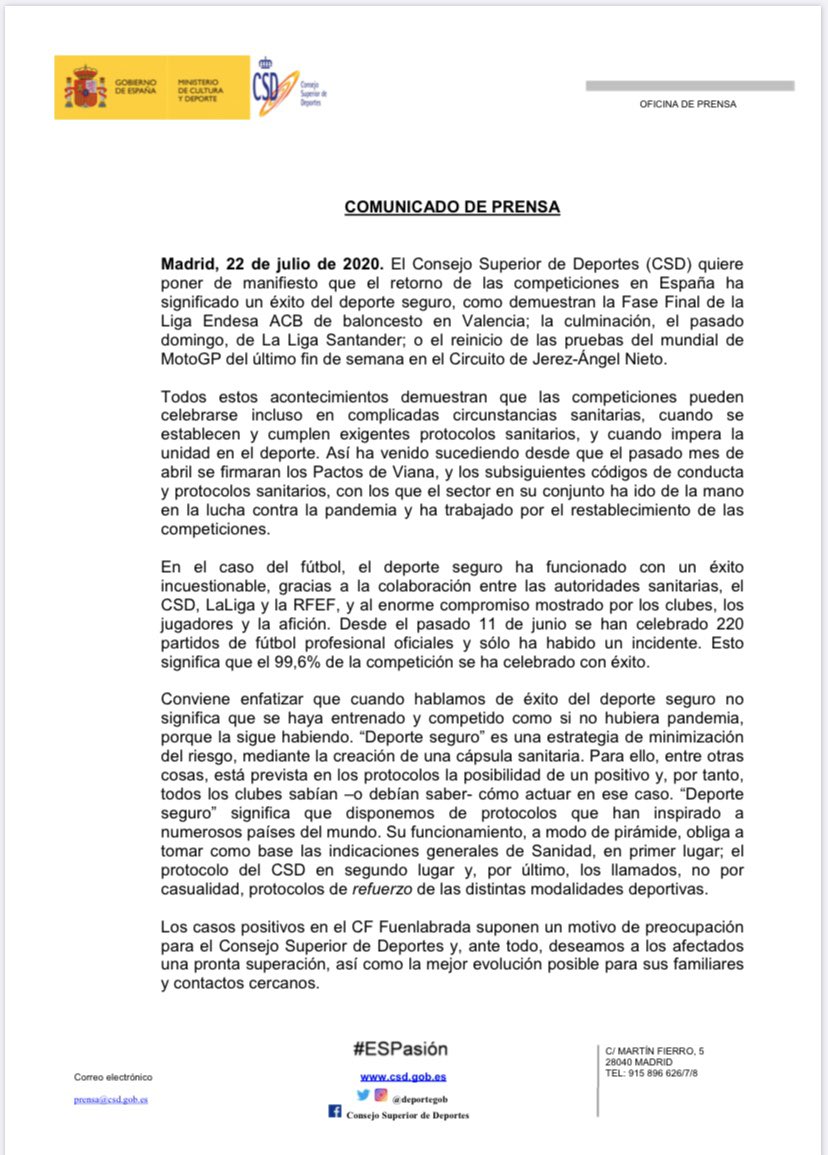 deportegob's tweet photo. Comunicado de prensa de @deportegob en relación a los hechos acaecidos en LaLiga SmartBank https://t.co/eWvUmrpYSg