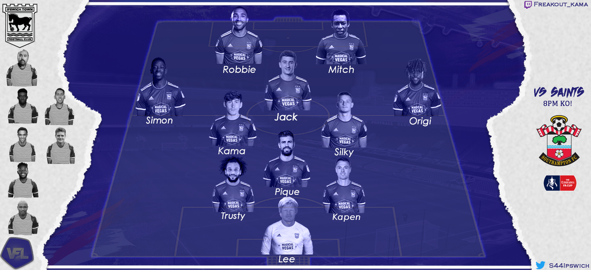 DuckMxn- (@duckmxn_) on Twitter photo 🔵TEAMSHEET🔵
Tonight's lineup to face Southampton in the FA Cup!
#IpswichSZN 
<a href="/TheVFL_/">VFL</a> <a href="/The_PlayerHub/">JmeMobiles📱</a> @VFLGFX 🔵TEAMSHEET🔵
Tonight's lineup to face Southampton in the FA Cup!
#IpswichSZN 
<a href="/TheVFL_/">VFL</a> <a href="/The_PlayerHub/">JmeMobiles📱</a> @VFLGFX