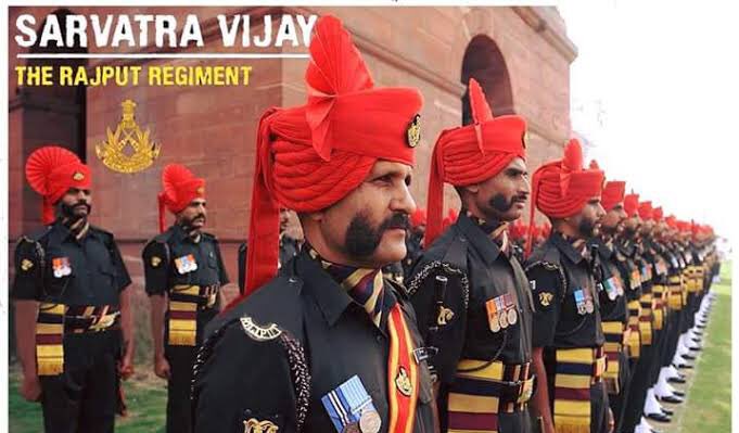 "RAJPUT REGIMENT"• Motto: Sarvatra Vijay[Victory Everywhere]• War Cry: Bol Bajrang Bali Ki Jai[Say Victory to Lord Hanuman]