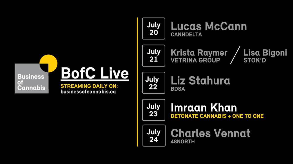 Tomorrow, 10 am Eastern, Imraan Khan from <a href="/detonateCA/">Detonate Cannabis</a> will join us on #BofCLive to talk about their new retail/brand connection platform: 

One to One:
ow.ly/a8o250AF0ni

Tune in:
ow.ly/svIA50AF0nf