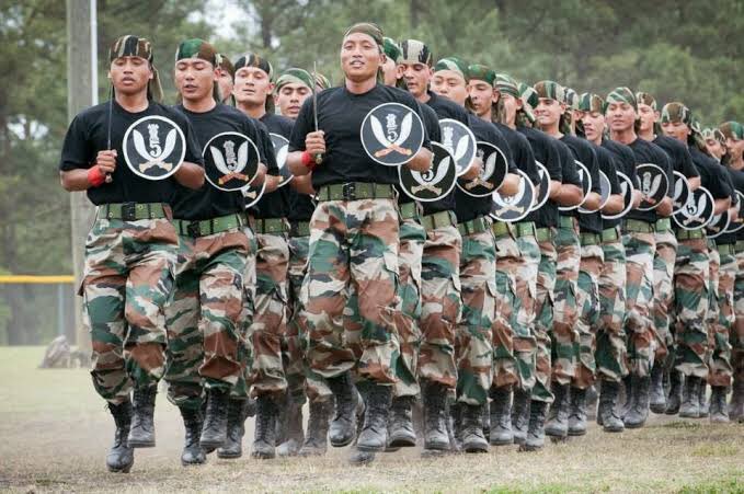 "THE GORKHA REGIMENTS"• Motto: Different for Various Regiments• War Cry: “Jai Mahakali Ayo Gorkhali[Hail Goddess Kali, the Gorkhas are here]"SIKKIM SCOUTS"• Affiliated with the 11th Gorkha Rifles, Flag & insignia same with addition of the words “Sikkim Scouts”.