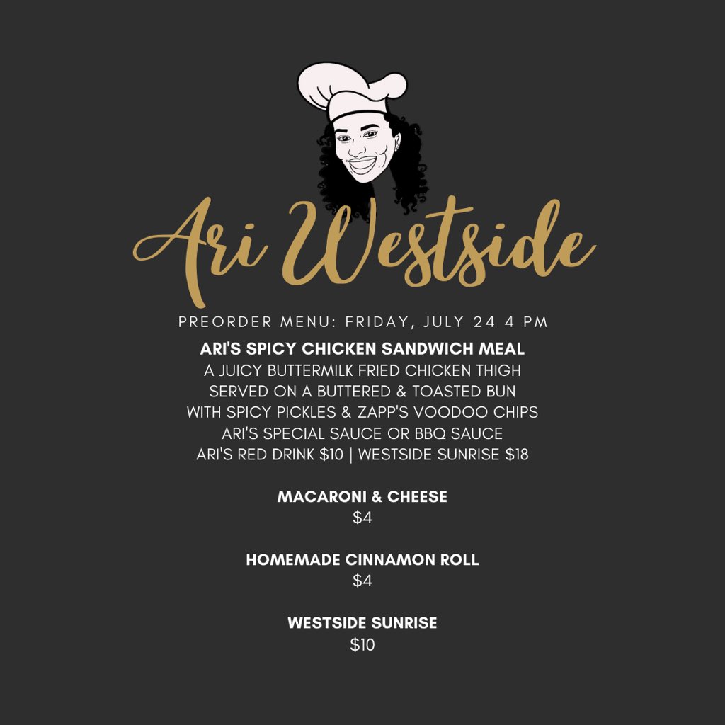 AriWestside's tweet photo. Ari’s Spicy Chicken Sandwich Meal
This week!!!

Ari’s Special Sauce or BBQ Sauce served on the side 
💙🍴😋

For orders, follow &amp; DM. 
Or hit IG: ari.westside 

#chickensandwich #spicychickensandwich #zapps #voodoochips #reddrink #macaroniandcheese #peachcobbler #ariwestside #atl https://t.co/zQ5yIXlVsR