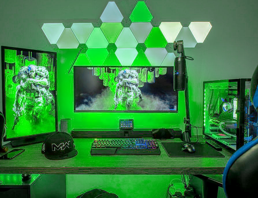 nanoleaf's tweet photo. If you were waiting for a sign that it's time to upgrade your setup...here you go✨ #nanoleaf

📸: @i_am_milkes
 
#setup #gamer #gaming #rgb #rgblights #ledlights #pcgamer #pcsetup #desksetup #streamer #streamsetup #glow #coolsetup #setupwars #battlestation #inspiration https://t.co/OExXJIBbAy