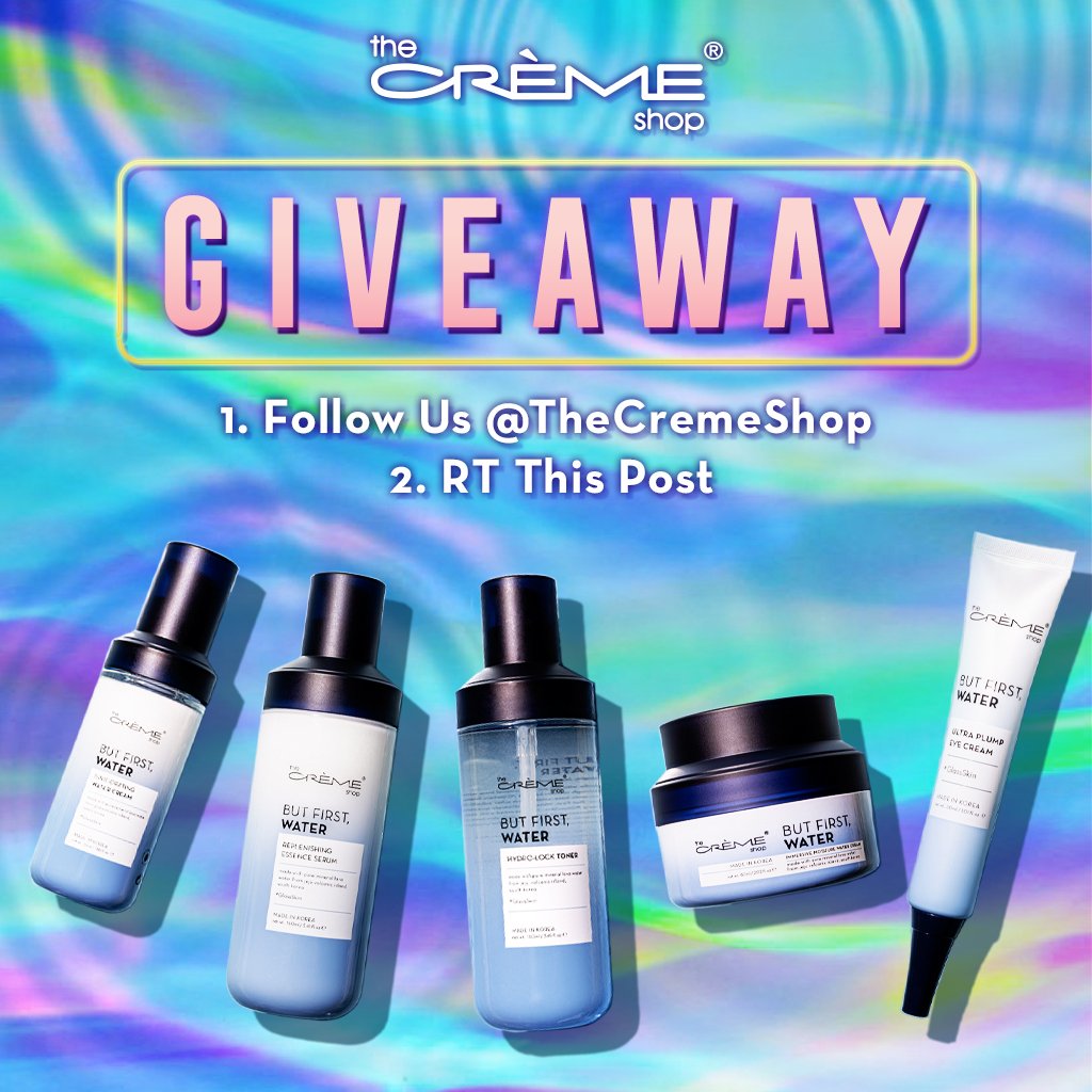 TheCremeShop's tweet photo. 💧IT'S #GIVEAWAY TIME!!!💧
enter to win our “but first, water�� collection for dewy glass skin 🦋
follow the rules below! bonus if you tag a friend ✨
winner will be dm'd next wednesday! https://t.co/0APjWNUg4m