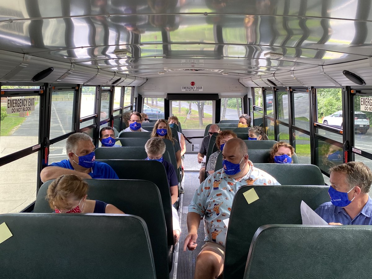 AshlandClockers's tweet photo. I wanted to show town leadership, SC, SB, &amp; BoH what it "might" look like for Ss, fac, &amp; staff when we return to school. Bus tour to all buildings, using current guidelines, with rooms set @ 3ft &amp; 6ft. Some were shocked!  #6ftneeded @APSSchoolCom @AshlandTwnMgr #greatexercise https://t.co/oziq21VuLd