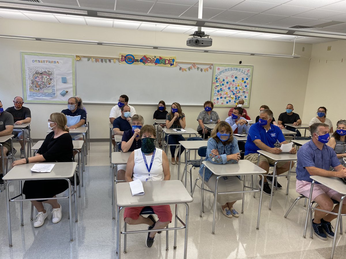 AshlandClockers's tweet photo. I wanted to show town leadership, SC, SB, &amp; BoH what it "might" look like for Ss, fac, &amp; staff when we return to school. Bus tour to all buildings, using current guidelines, with rooms set @ 3ft &amp; 6ft. Some were shocked!  #6ftneeded @APSSchoolCom @AshlandTwnMgr #greatexercise https://t.co/oziq21VuLd