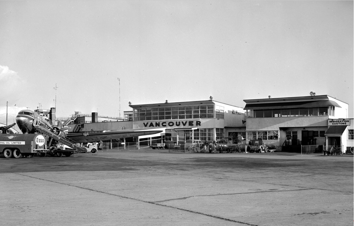 Fire destroys the original terminal building in 1949 and work on a new facility begins immediately. The new terminal opens in 1950.  #YVRBDAY